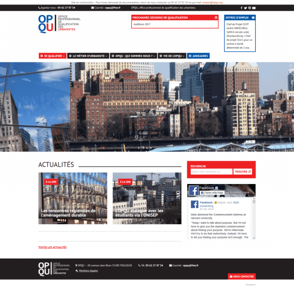 Screen du site web OPQU